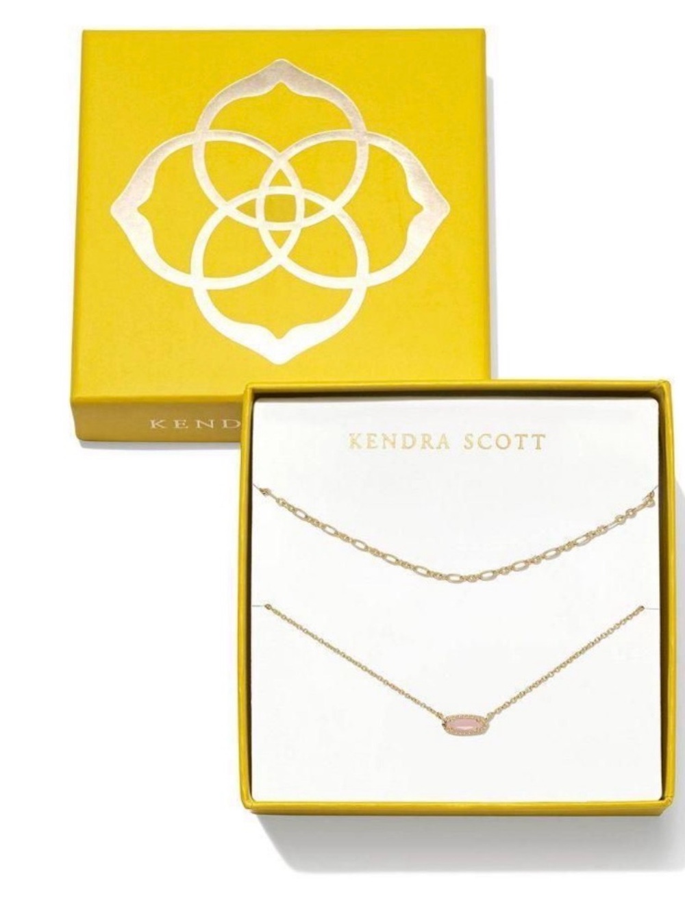 Kendra Scott Gold Layered Necklace with Pink Stone
